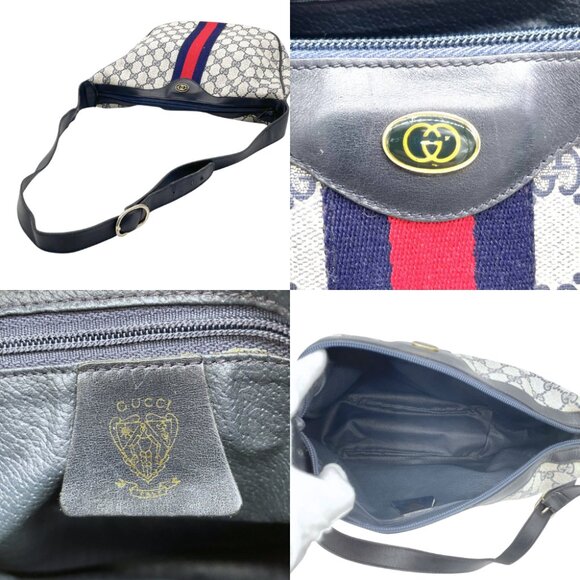 GUCCI Vintage Sherry Line Shoulder Bag Navy | GG Pattern | Interlocking G emblem - Picture 13 of 13